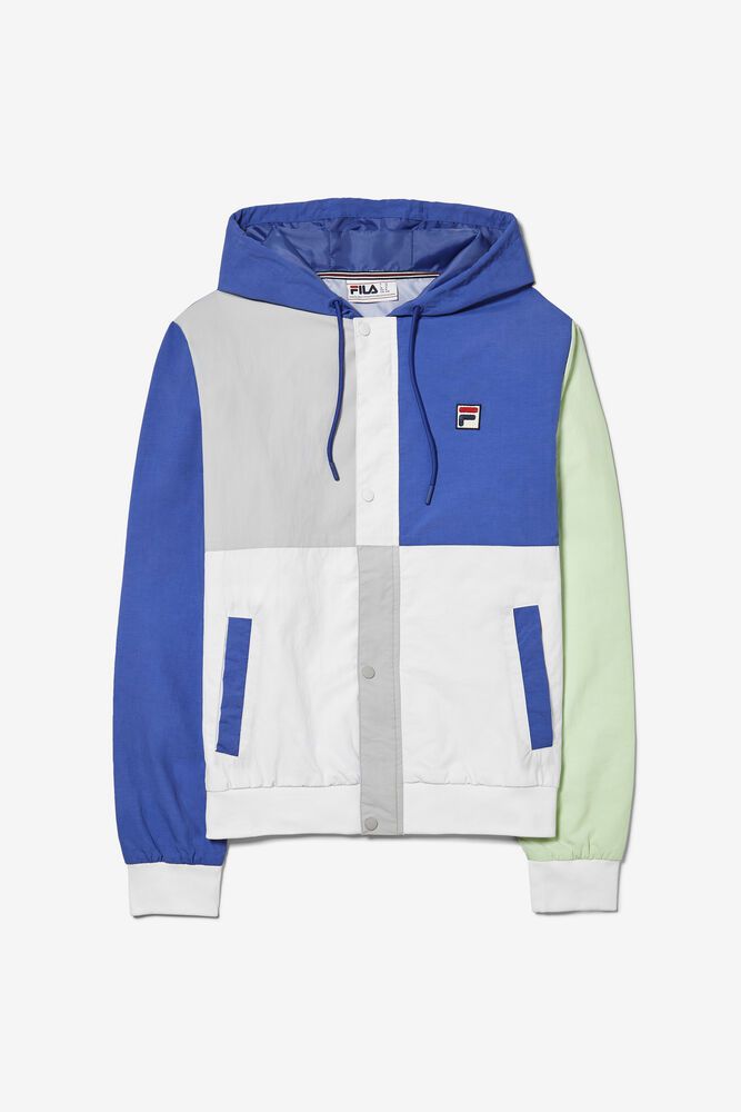 Fila Bem Color Blocked Light Weight Jacket Blue/White/Grey - Mens - 74281WLJA